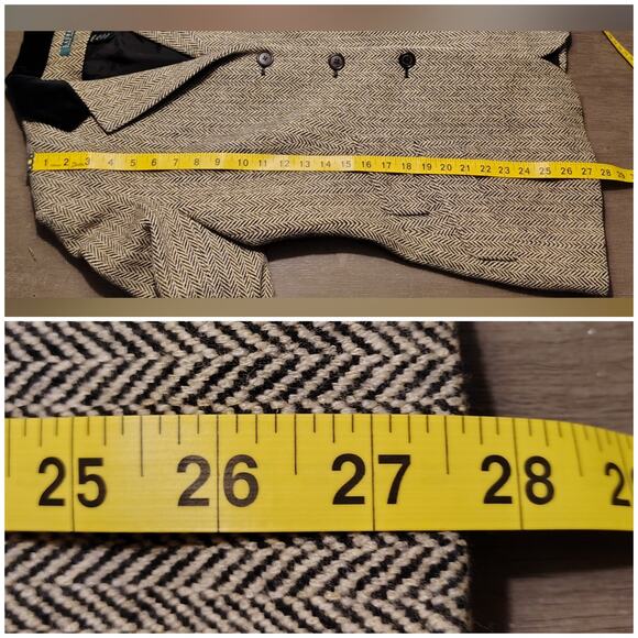 Ralph Lauren Herringbone Tweed Blazer 90% Wool Velvet Collar Sz 14 - Picture 8 of 14